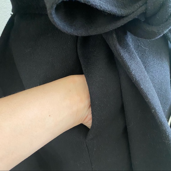 Elie Tahari Marla Wool Blend Convertible Wrap Coat Black Blogger Favorite - Picture 11 of 11